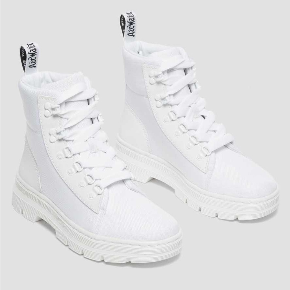 Dr. Martens Combs White Women's Poly Casual Lace Up Combat Boots size 9